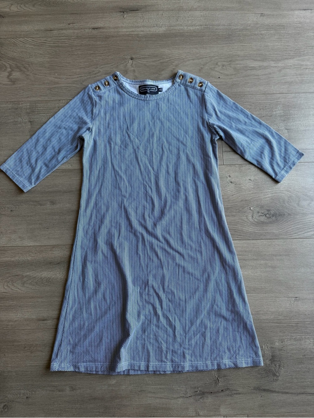 Duffield Lane Navy and White Chevron dress - size 12
